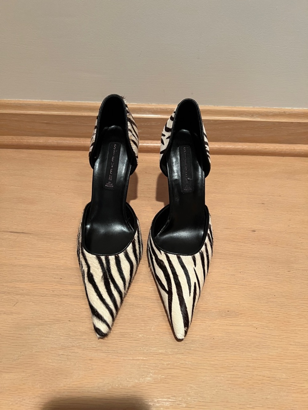 Steve Madden Zebra-Print Pointed D'Orsay Pumps - Black, White